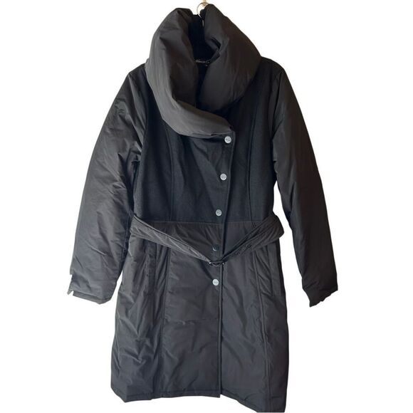 Kenneth Cole belted Mixed Media Down Feather puffer coat XL minimalist career - Picture 1 of 11